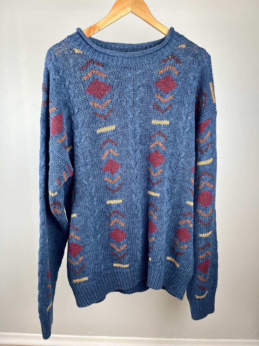 80s Vintage Oversized Knit Sweater St Johns Bay Large Ribbed Neck
