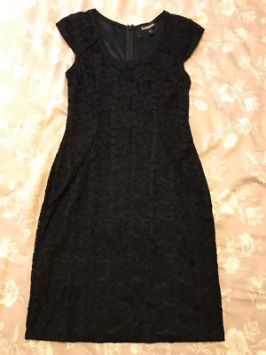 Express Short Cap Sleeve Black Lace Bodycon Dress Small S | eBay