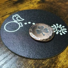 LUCKY CLOVER! (Raised Relief Aged Copper) Hand Made Custom Golf Ball Marker!