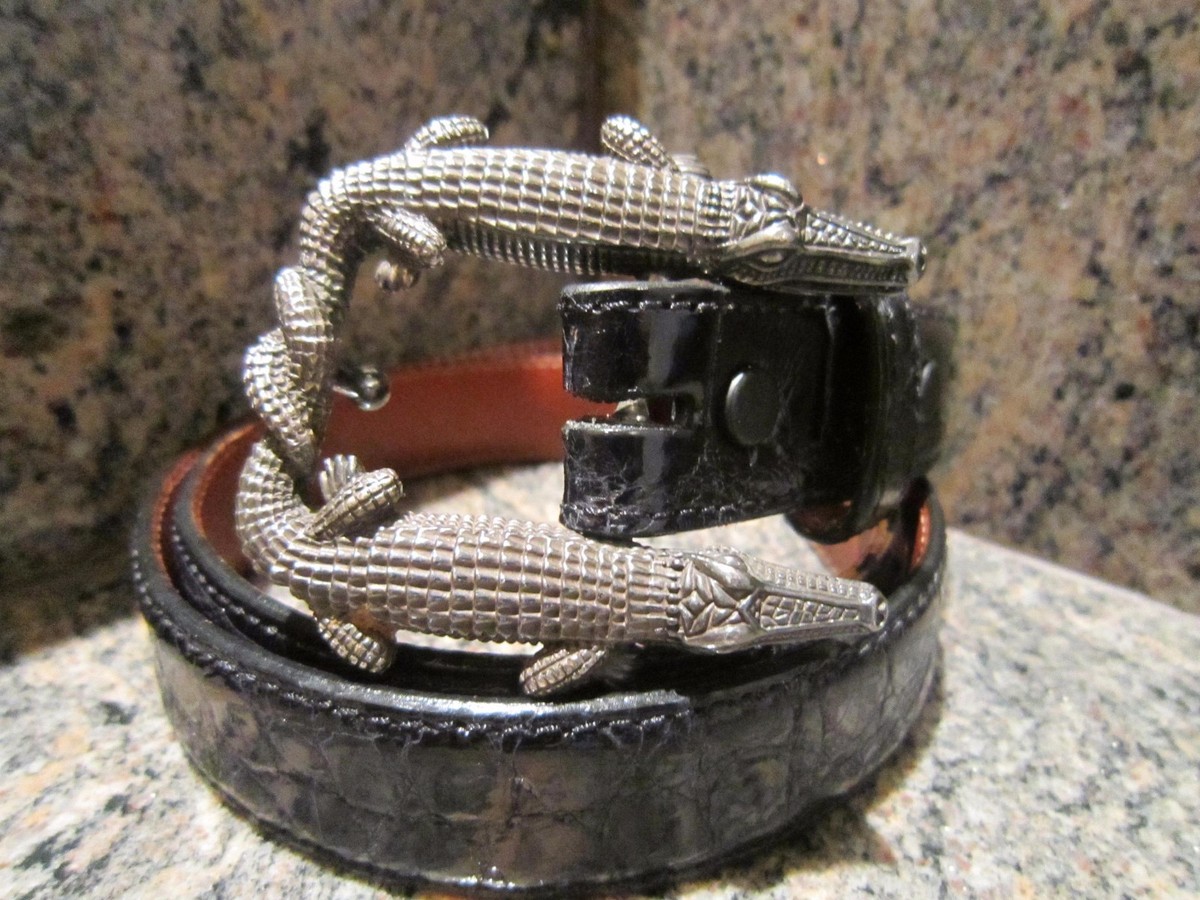 Kieselstein-Cord Sterling Double Alligator Buckle W/Black 