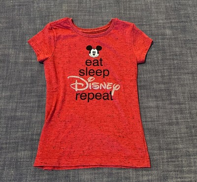 New Disney Girls red Mickey eat sleep 