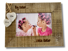 Big Sister Little Brother | New Baby Personalised Photo Frame | Driftwood Style