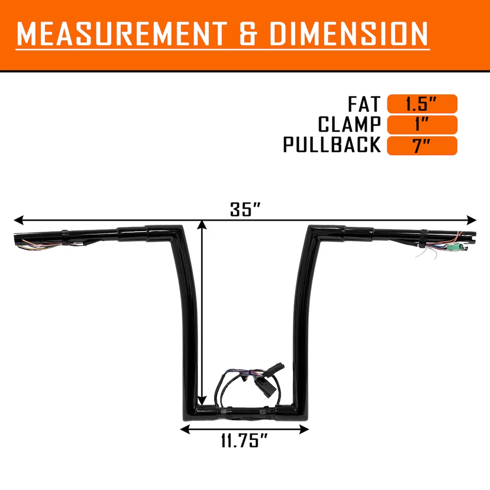 Черный проводной руль 14 дюймов 1,5 дюйма 32 мм для Harley Road Glide 2008-2013 годов выпуска - Изображение 2 из 4