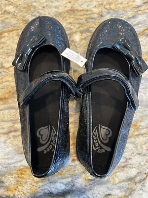 Children's Place Girls Mary Jane Shoes 13 Black Glitter Sequin Size