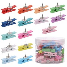 Colorful Wooden Clip Push Pins for Cork Boards Arts Crafts 50 Pcs