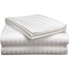 1500 Thread Count 6 Piece Queen Size White Stripe Sheet Set 100% Egyptian Cotton