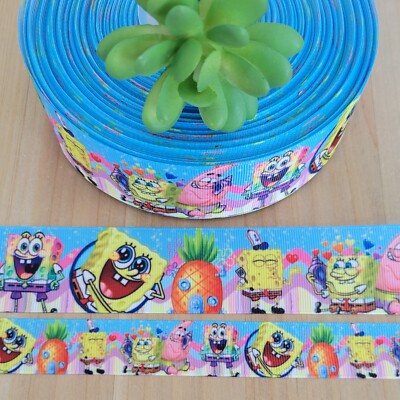7/8 & 1.5'' (1YD) Cartoon Character Grosgrain Ribbon Patrick Bob Pineapple House
