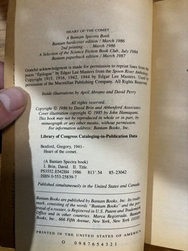Heart of the Comet by Gregory Benford And David Brin Paperback 1987 - Picture 5 of 5