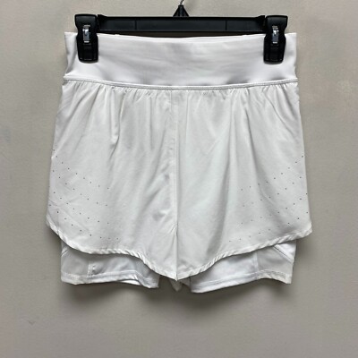 All in Motion Womens True White Double Layer Stretch Active Run Shorts XS New