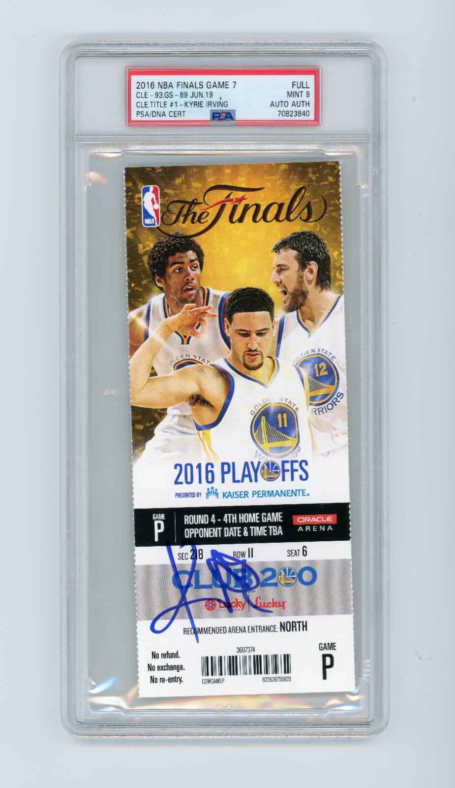 Kyrie Irving Cleveland Cavaliers 2016 NBA FINALS GAME 7 CAVALIERS TICKET AUTO PSA 9/Authentic (D) 