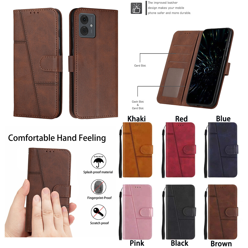 Shockproof Leather Wallet Case for MOTO G Play 2023 G200 S30 Pro