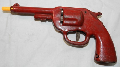 Vintage Red Metal Toy Gun - probably fired darts