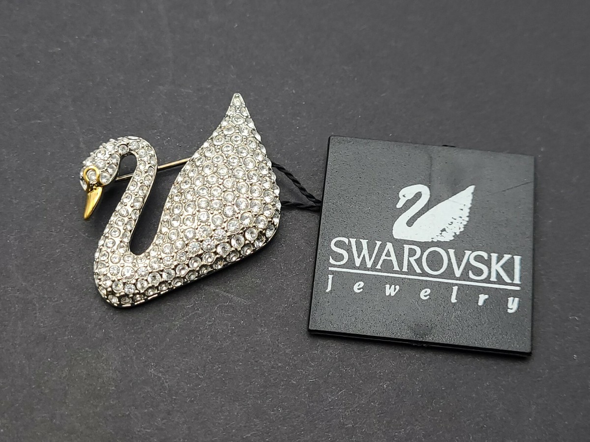 Signed Swarovski Swan Logo Small Pave Pin | eBay