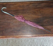 Vintage Parasol Umbrella Leather Turquoise Black Twist Handel ACETATE Brass