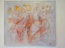 Ali Mukawwas علي مقوص Abstract RARE SYR Fine Arts Original painting 35"x31"