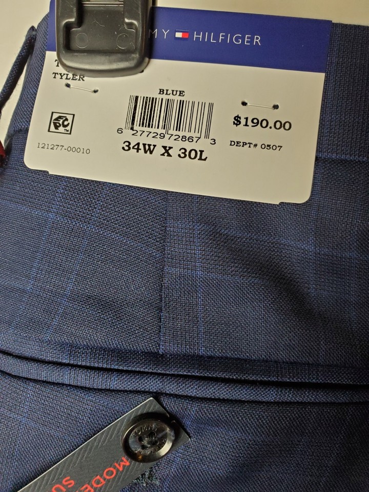 Tommy Hilfiger Men's Modern Fit Th Flex Stretch Suit Dress Pants Navy