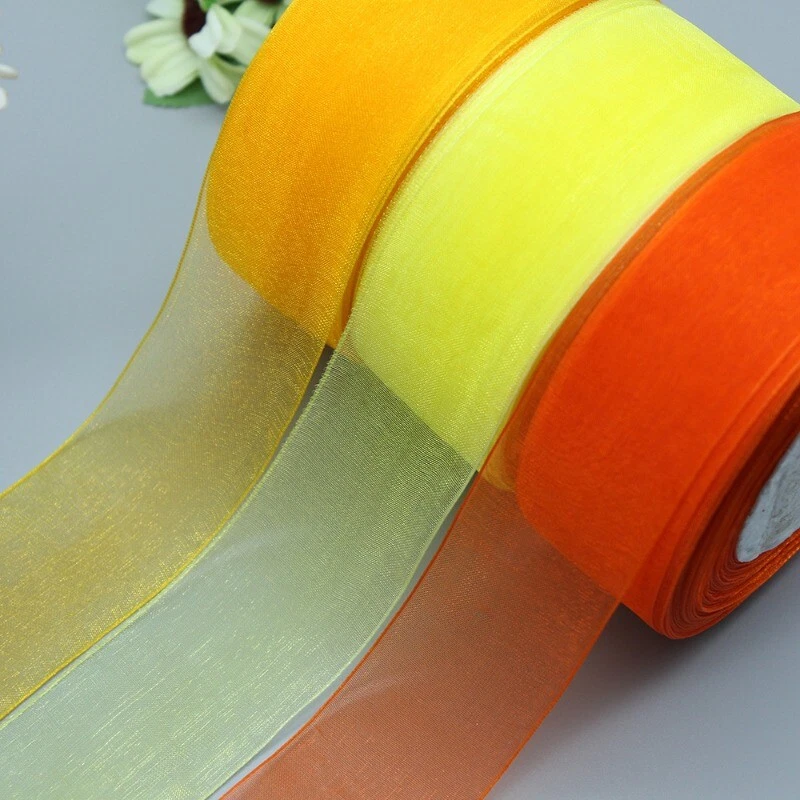 Cinta de malla de cinta de organza transparente borde tejido 1 rollo borde de tul 50 yardas Foto 2 de 4