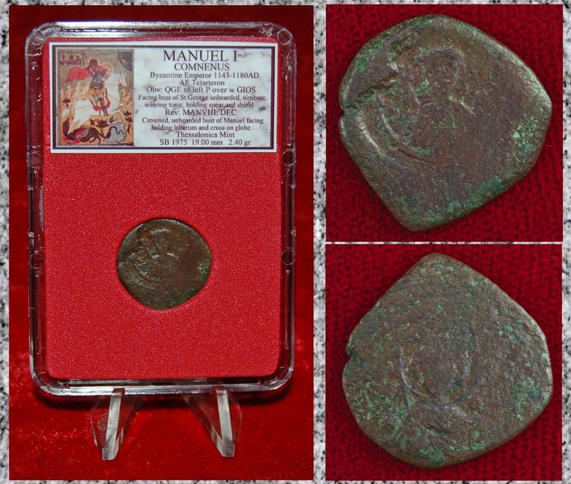 Ancient Byzantine Empire Coin MANUEL I St. George Bronze Tetarteron