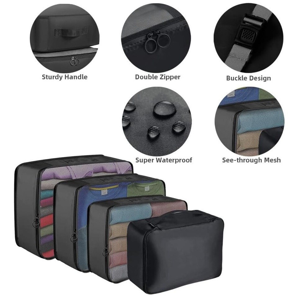 8PCS Packing Cubes Luggage Storage Bag Organiser Compression Suitcase