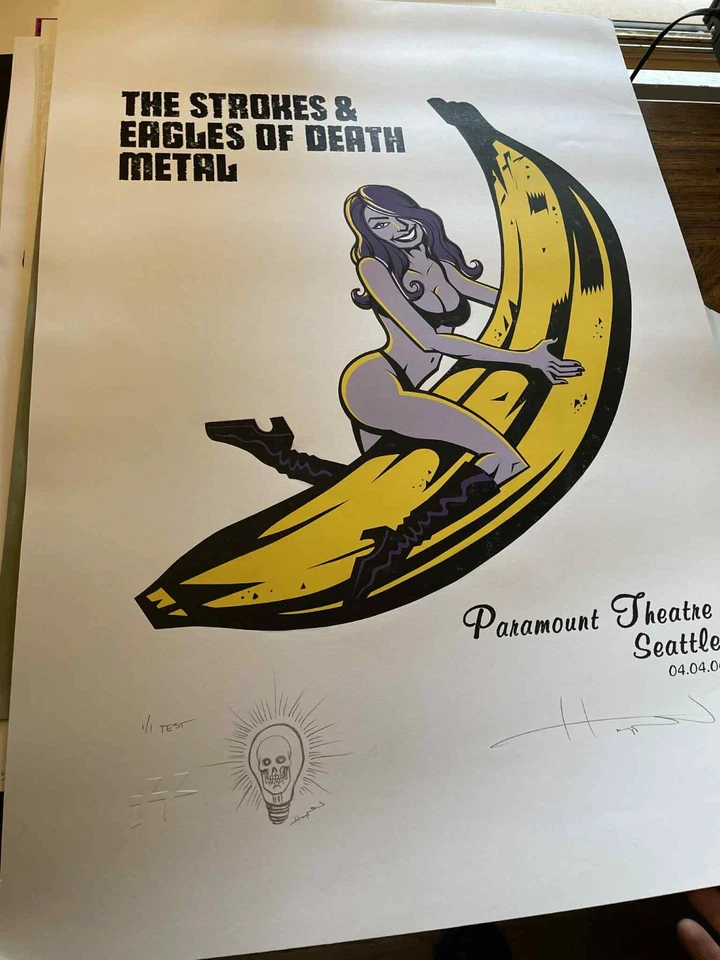 Póster de concierto The Strokes Eagles of Death Metal Seattle 2006 impresión de prueba 1/1 Foto 2 de 4