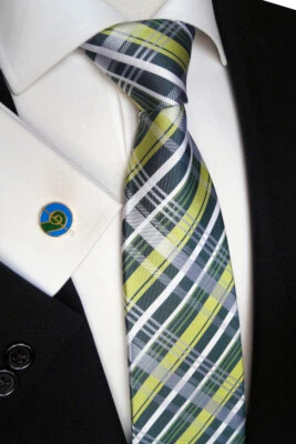 BEYTNUR Handgefertigte Luxus Herren Seiden Krawatte mit Manschettenknöpfe, Km 237.4 #16a