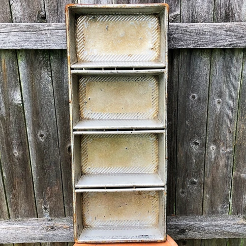Vtg Chicago Metallic 12 04 Bread Loaf Steel Baking Pan 4 Strap