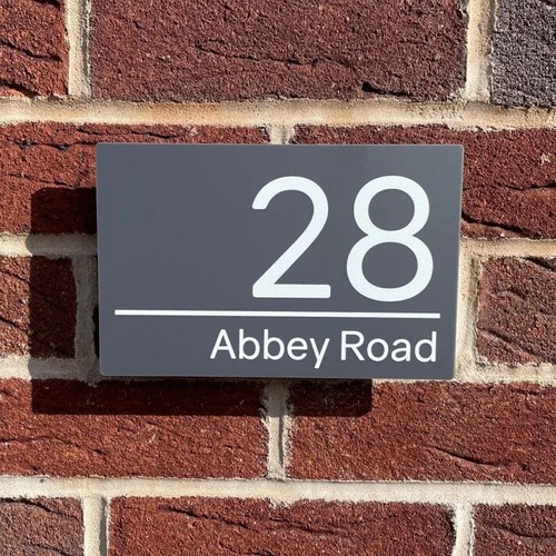 House Signs Plaques Contemporary Door Numbers Grey Personalised Name Door Plaque - Picture 4 of 8
