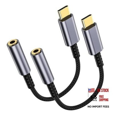 USB C to 3.5mm Headphone Jack Adapter   HiFi Audio Dongle, Type C 2 Pack Grey