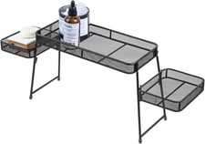 Over the Sink Shelf Black Metal Organizer Rack, 3 Tiered Bathroom or Kitchen