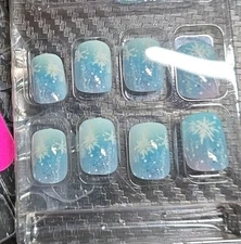 Winter Snowflake Christmas Press On Nails Set Short New