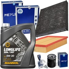MEYLE FILTERSET+MANNOL 5W30 ÖL passend für AUDI A3 8V VW GOLF 7 T-ROC+OCTAVIA 3