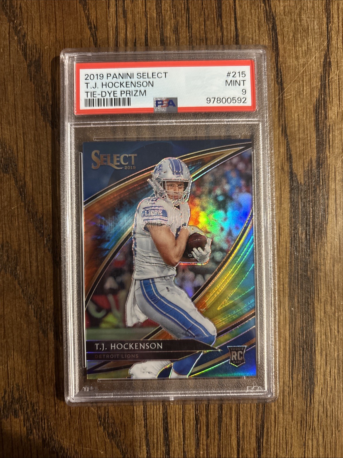 TJ HOCKENSON 2019 SELECT FIELD LEVEL RC TIE DYE PRIZM #/25 PSA 9 Lions/Vikings