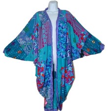 Vintage Maggie Shepherd Australia Patchwork Topper Throw Boho Artsy Floral Blue