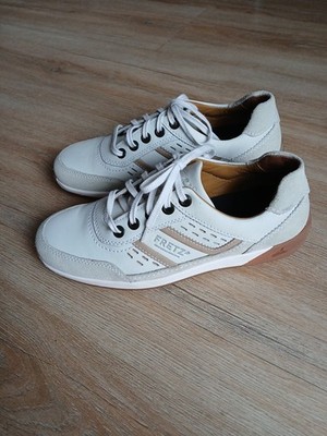 FRETZ Herren Sneaker Gr. 39 Weiß/Beige Echtleder Halbschuhe NEU