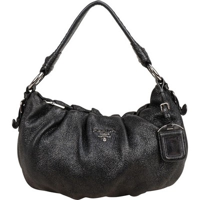 Prada Vitello Daino Ruched Hobo Shoulder Bag Tasche