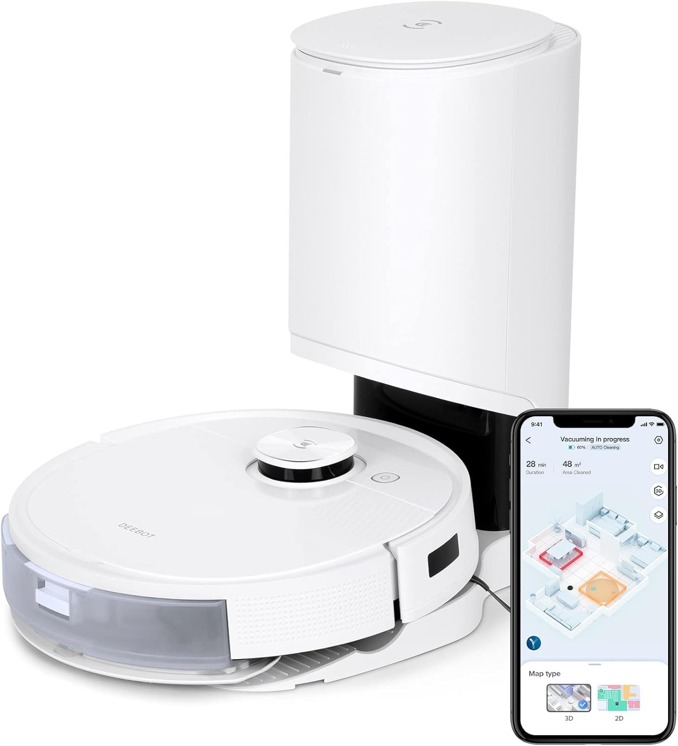 ECOVACS DEEBOT TEO+ Robot Vacuum Mop Auto-Empty White
