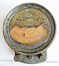 RARE Antique Vintage APLCO Apple Electric Voltmeter Ammeter Dayton Ohio   C39