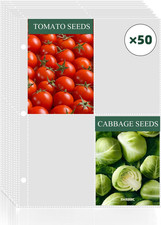 50 Pack 200 Pockets Seed Packet Binder Sleeves, Garden Seed Storage Organizer...