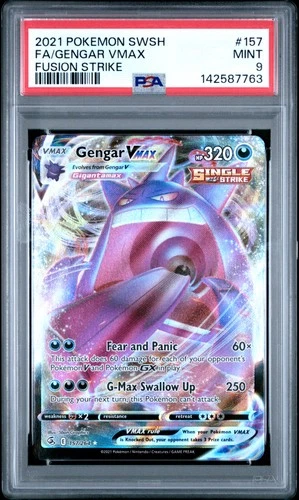2021 POKEMON SWORD & SHIELD FUSION STRIKE #157 FULL ART/GENGAR VMAX PSA 9