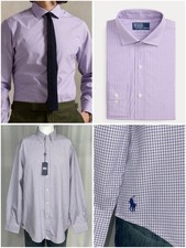 Polo Ralph Lauren Small Classic Fit Stretch Plaid Poplin Shirt Purple Navy New