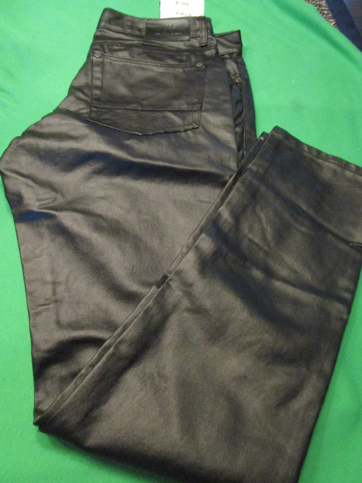 NWT I.N.C. International Concept Skinny Fit Pleather Pants Jeans BLACK 34X32 - Image 2 of 4