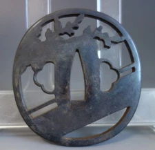 Higo Tsuba guard kiri paulownia openwork Japan Samurai Sword fitting Edo