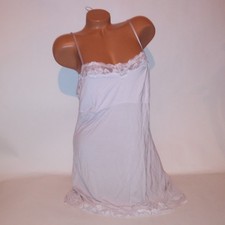 Victoria Secret Lingerie Chemise Slip XL Light Gray Lace Trim Modal Sleepwear