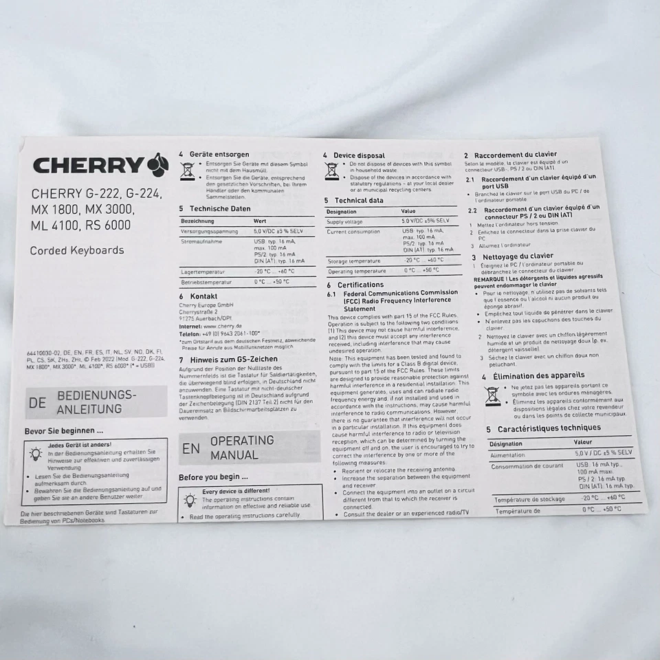 CHERRY Ultra Slim G84-4100 Compact Keyboard USB/PS2 Light Gray - NEW - Image 4 of 4