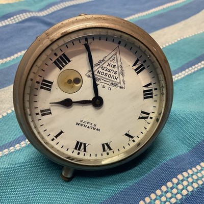 Antique Hudson Super Six Waltham 8 Day Auto Clock w/Bracket Mount Needs Repair