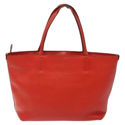 Salvatore Ferragamo Tote Bag Leather Red Gold Auth 116613 | eBay