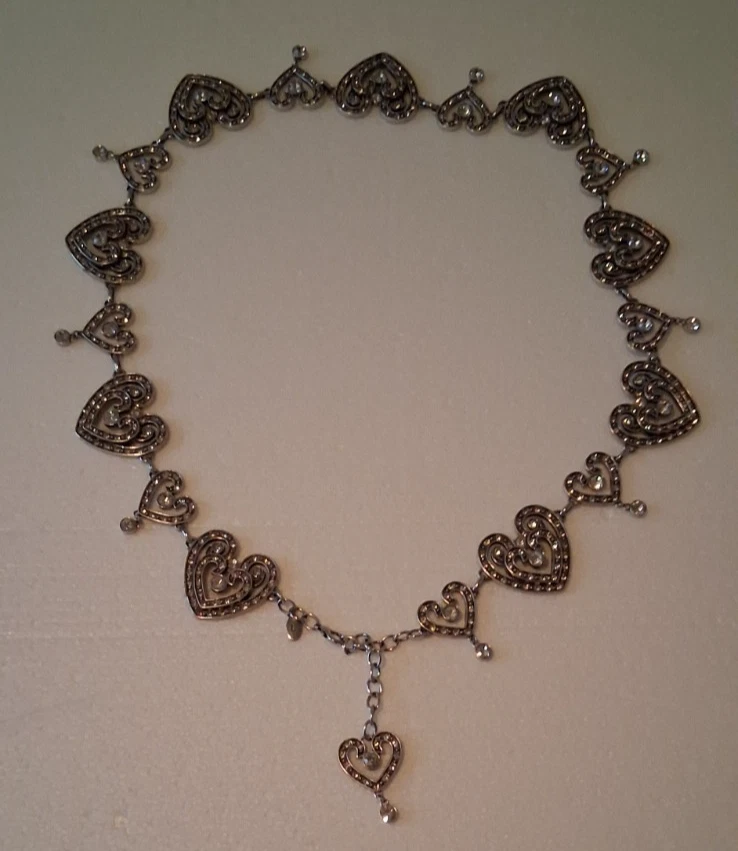 Cinturón Cadena Corazón Estrás Plata Brillante -Y2k Estilo De Colección Cintura Cadera Accesorio Foto 3 de 4