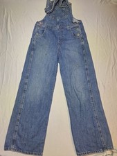 Levi's Overalls Womens Medium Blue Denim Bib Adjustable Strap Distressed Casual