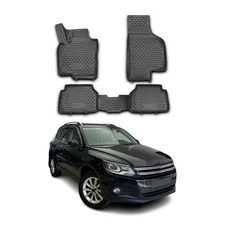 OMAC Floor Mats Liner for VW Tiguan 2009-2018 Black TPE All-Weather 4 Pcs