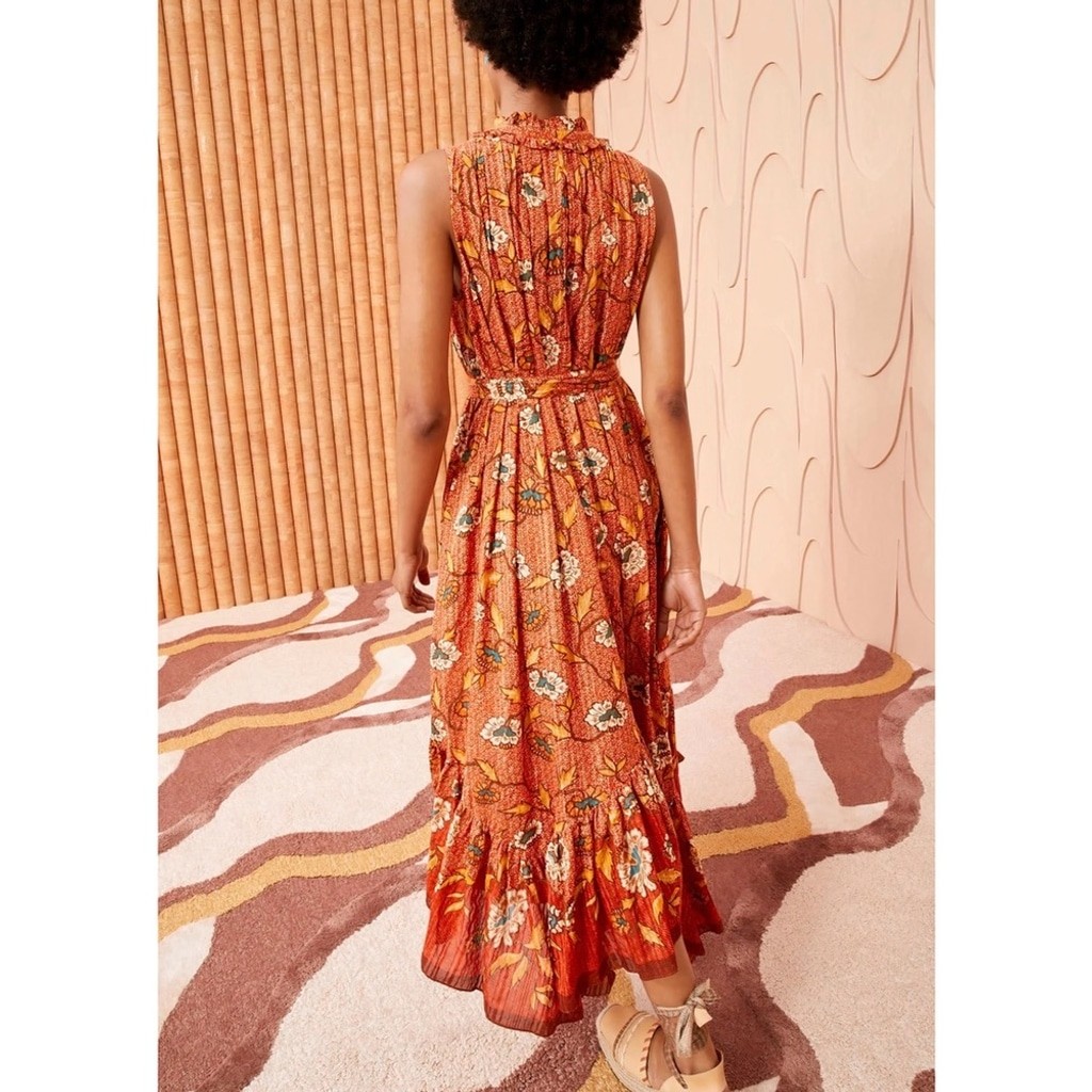 Ulla Johnson Midi Orange Ruffle Sleeveless Beverl… - image 6